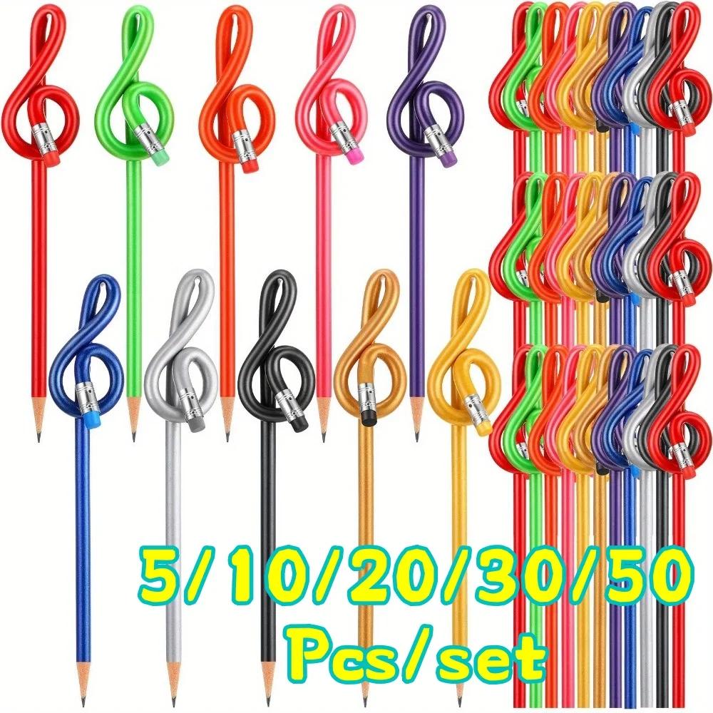 5-50 Pack Music Pencils Colorful Musical Notes Pens Teachers Day Treble for Piano Teachers Students Home Office School Supply