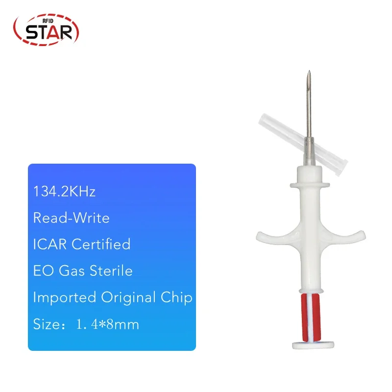 X 30pcs 1.4*8 mm ISO11784/5 134.2KHz Rfid Chip Implant Syringe EM4305 FDX-B Animals Id Microchip injectors for Cat Dog Pets