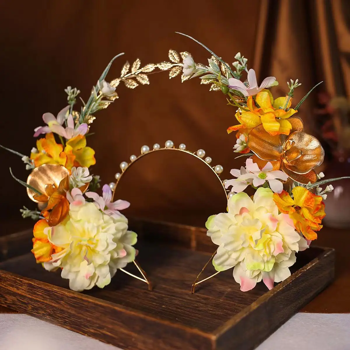 New Handmade Hairpin Hoops and Crown Headwear 3D Headwear Flower Ring Rural Vacation and Photography Hair Accessories