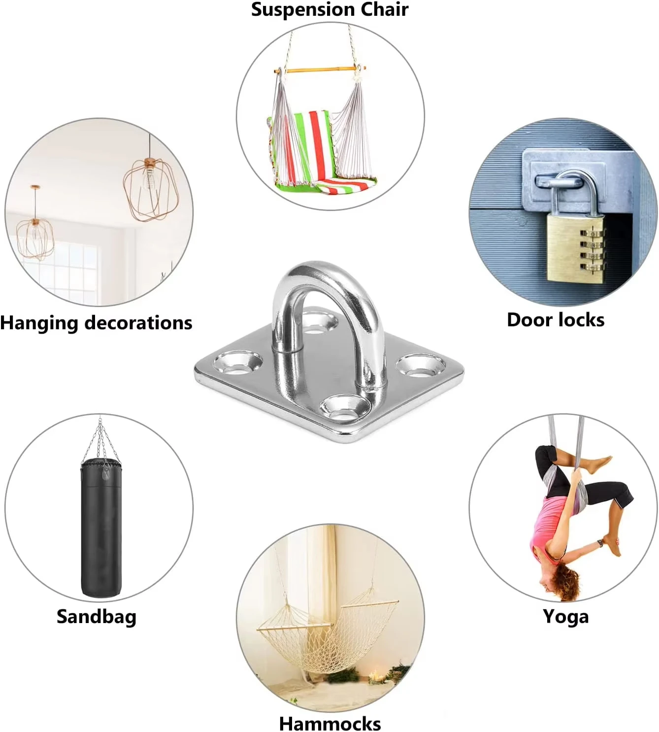 Wall Mounted Hook Loop Eyeplate Swings Universal lLifting Ring Screw Movement Resistance Suspension With Hardware Accessories