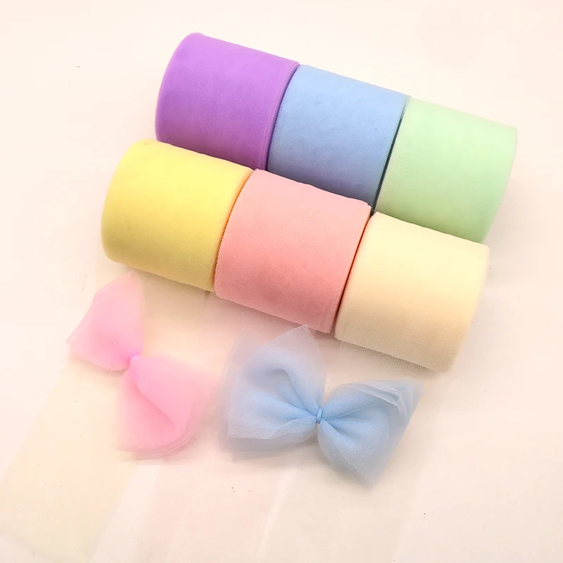 DIY Craft Soft Tulle Fabric, Gift Bow Packaging Ribbon, Wedding Christmas Party Decoration, 6cm * 25Yards/Roll