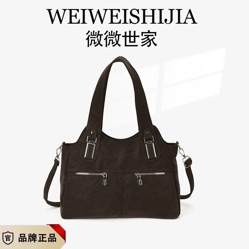 

Сумка-тоут на плечо в винтажном стиле, большая вместимость, для женщин, новая повседневная сумка для покупок, повседневная сумка для мотоцикла, кошелек