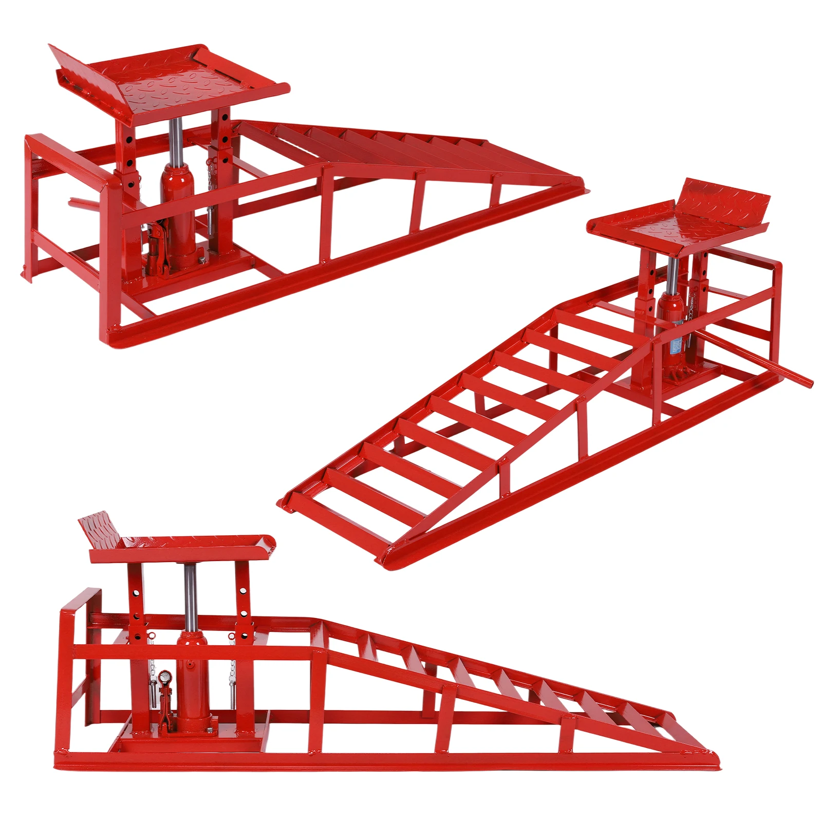 

2Pcs Car Repair Anti Slip Slope 5 Ton Capacity Portable & Adjustable Car Ramp for Routine Tire Replacement