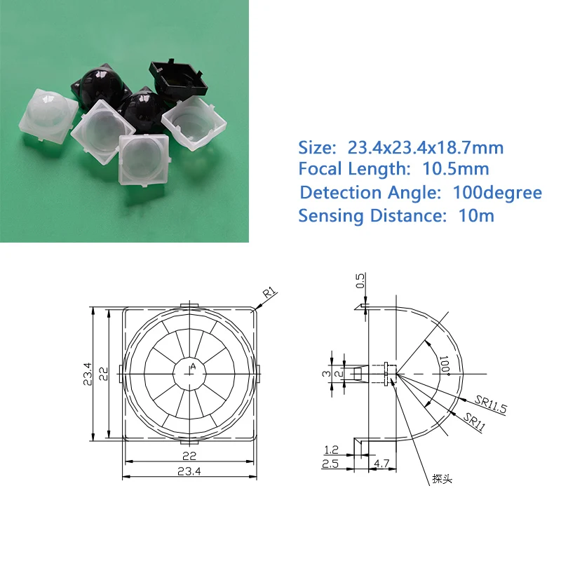 23.4X23.4X18.7mm Fresnel  PIR Lens Hat-shaped High Sensitivity Optical  for Human Body Infrared Induction
