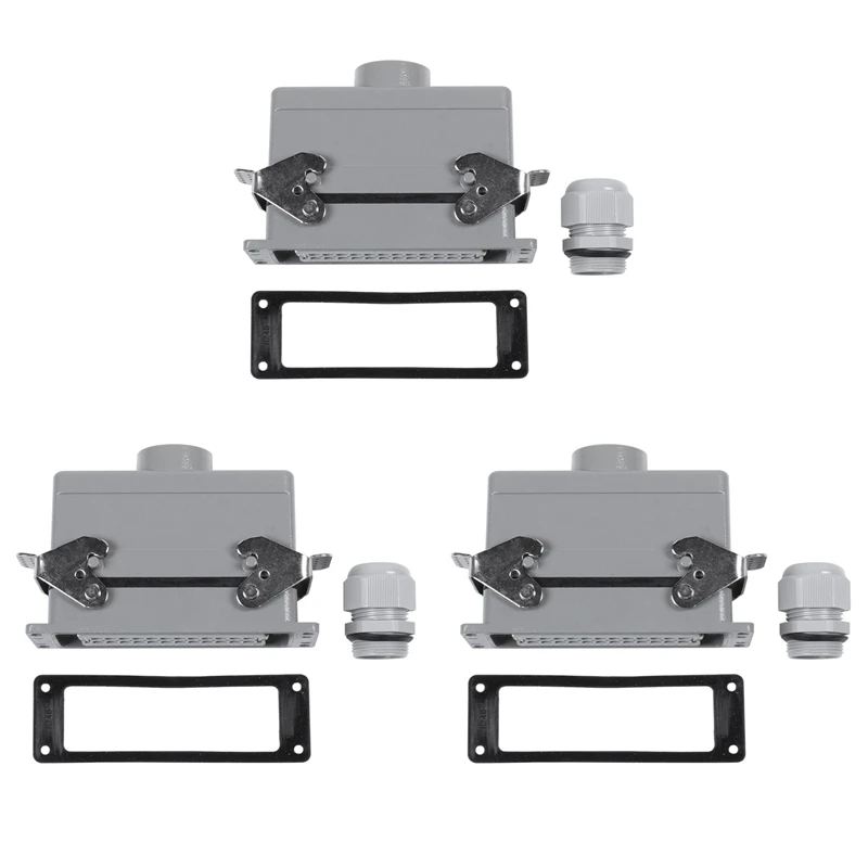 

Promotion! 3X Rectangular H24B-He-024-1 Heavy Duty Connectors Power 24 Pin Cores Line 16A 500V 139X43x72mm