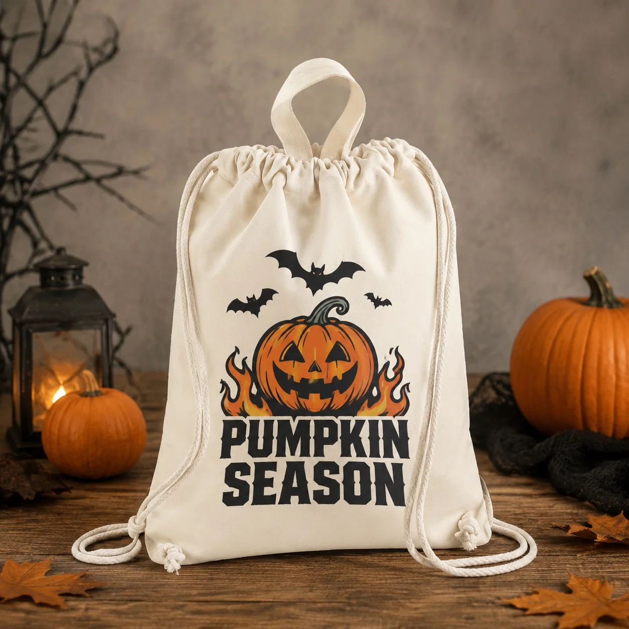 Personalized Halloween Drawstring Backpack Custom Name Pumpkin Print Large Capacity Shopping Shoulder Bag Women Kids Halloween G