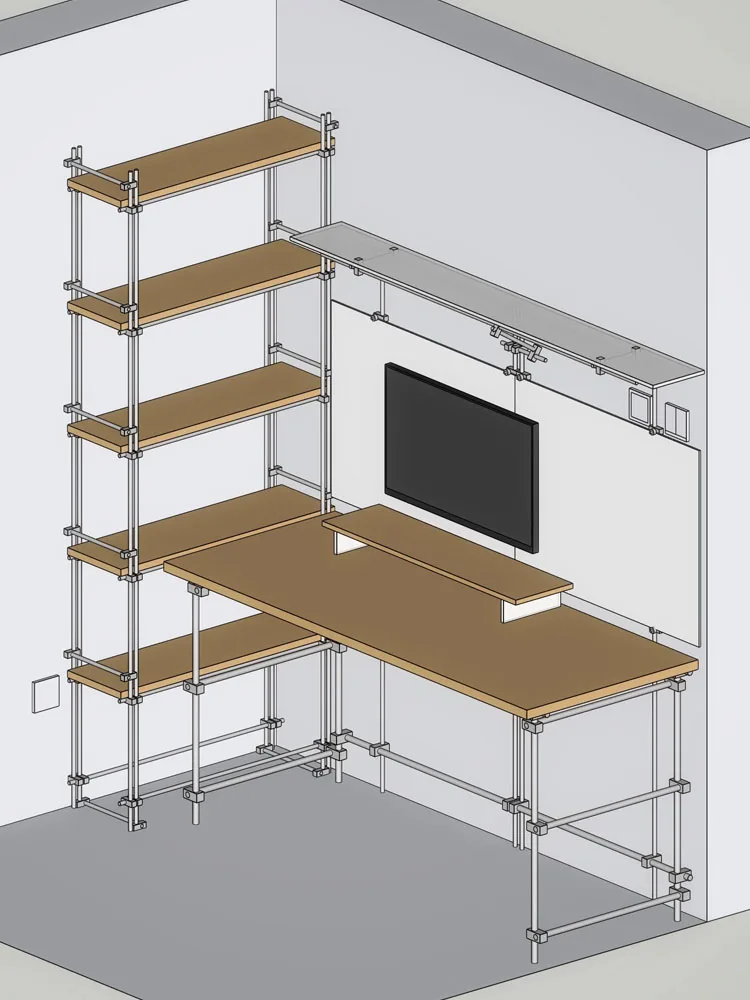 Multifuncional madeira maciça Desk, Estante, Estante, Casa, Student Computer Desk