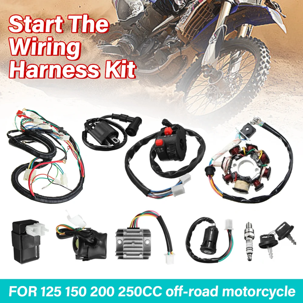 

Universal 125cc 150cc 200cc 250cc Dirt Bike ATV QUAD ELECTRICS Razor CDI Switch Harness Stator Assembly Wiring For Motocross