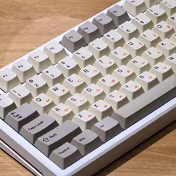 Korean Retro Keycap Cherry Pbt Sublimation Process Simple 135Keys Keycap Set Off-White Gray Red Characters Russian Hangul Keycap
