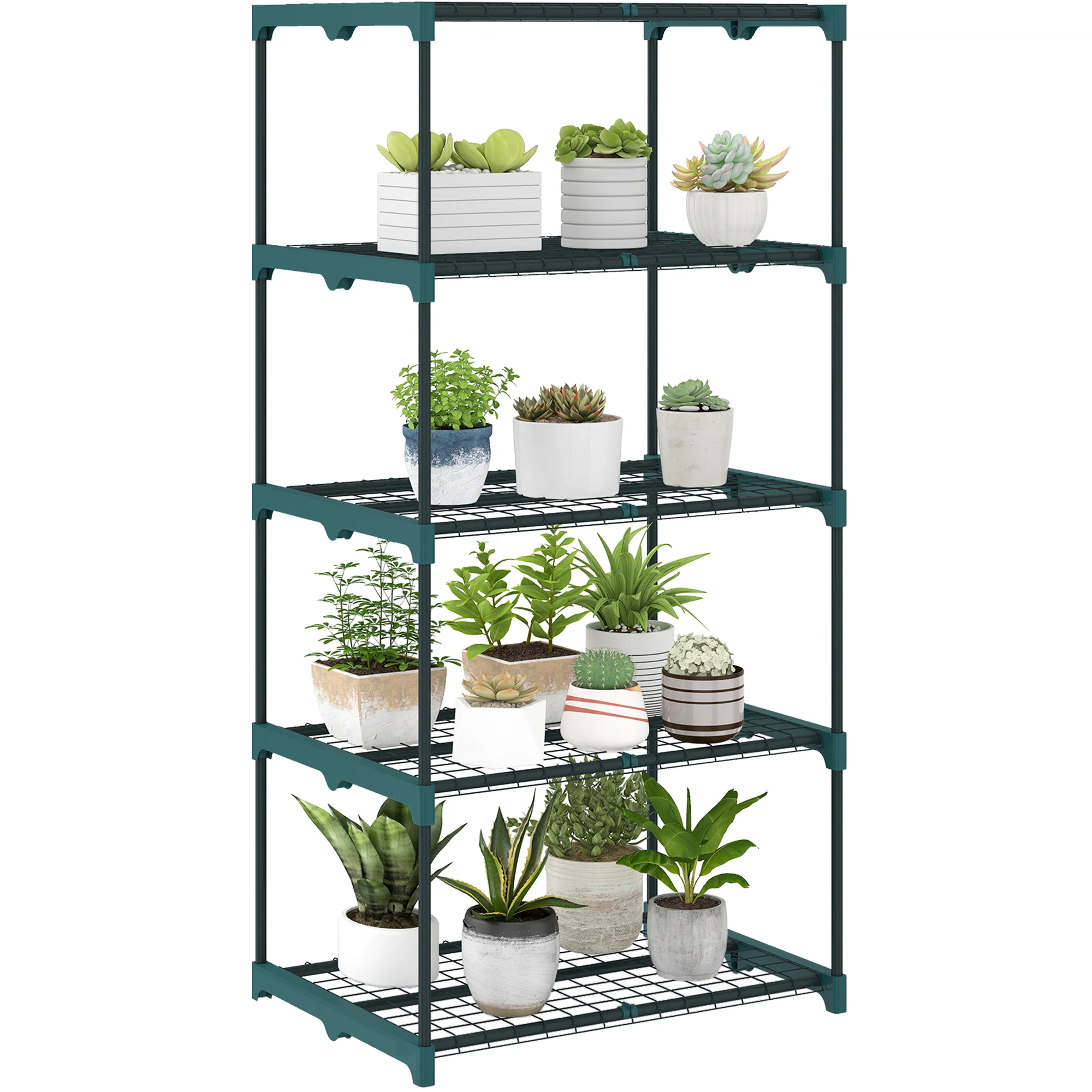 Outsunny Soporte para Plantas de Acero Verde Oscuro