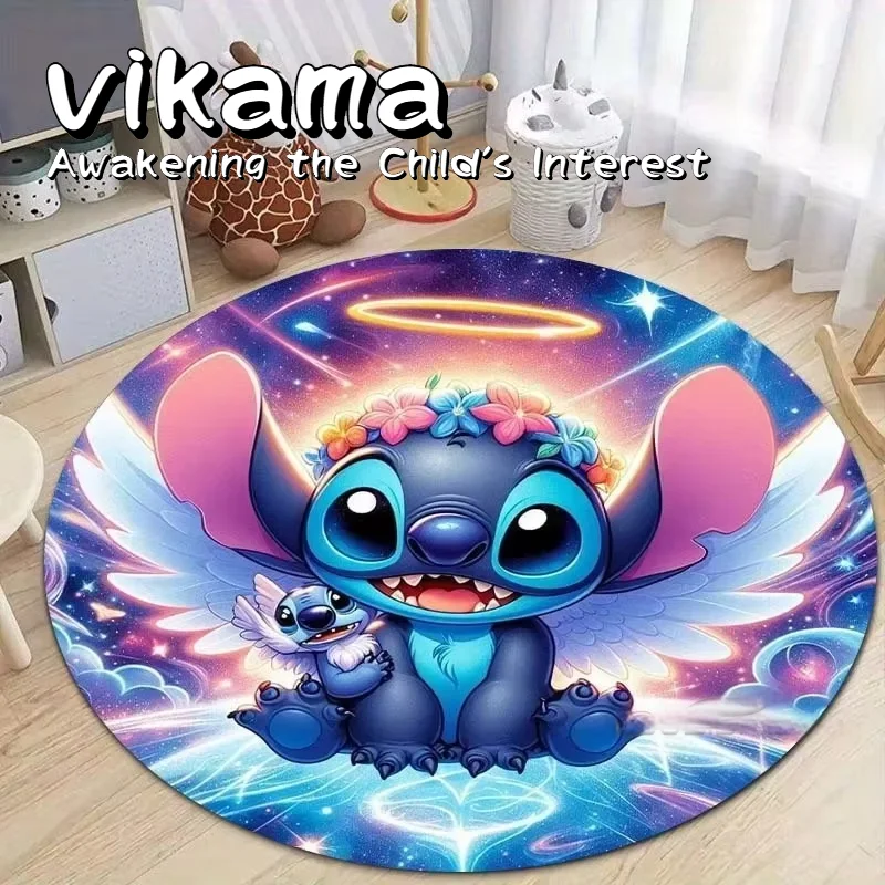 VIKAMA Japanese Style Cartoon Round Mat, Girlish Style, Anti-slip for Living Room and Room, Bedroom Floor Mat