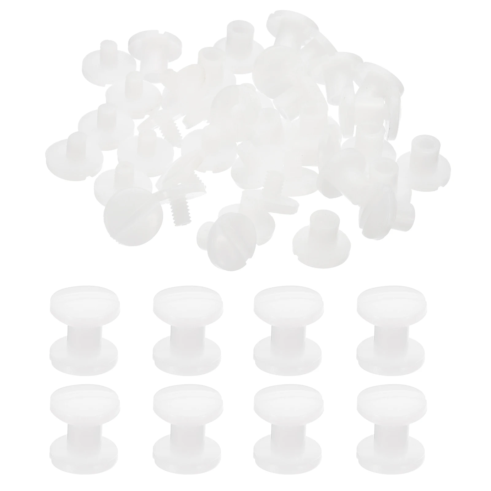 20Sets Chicago Screws Plastic Chicago Screw Slotted Binding Post 5.5mm OD Rivets Post Leather Belt Scrapbook Photo Albums White