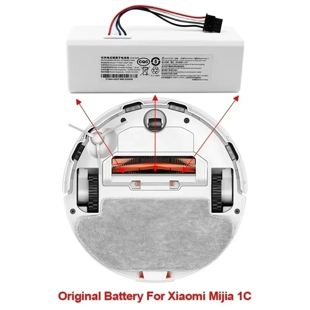 Nueva batería de P1904-4S1P-MM de 14,4 V 12800mah para Xiaomi Mijia 1C STYTJ01ZHM Robot aspirador accesorios de fregona batería