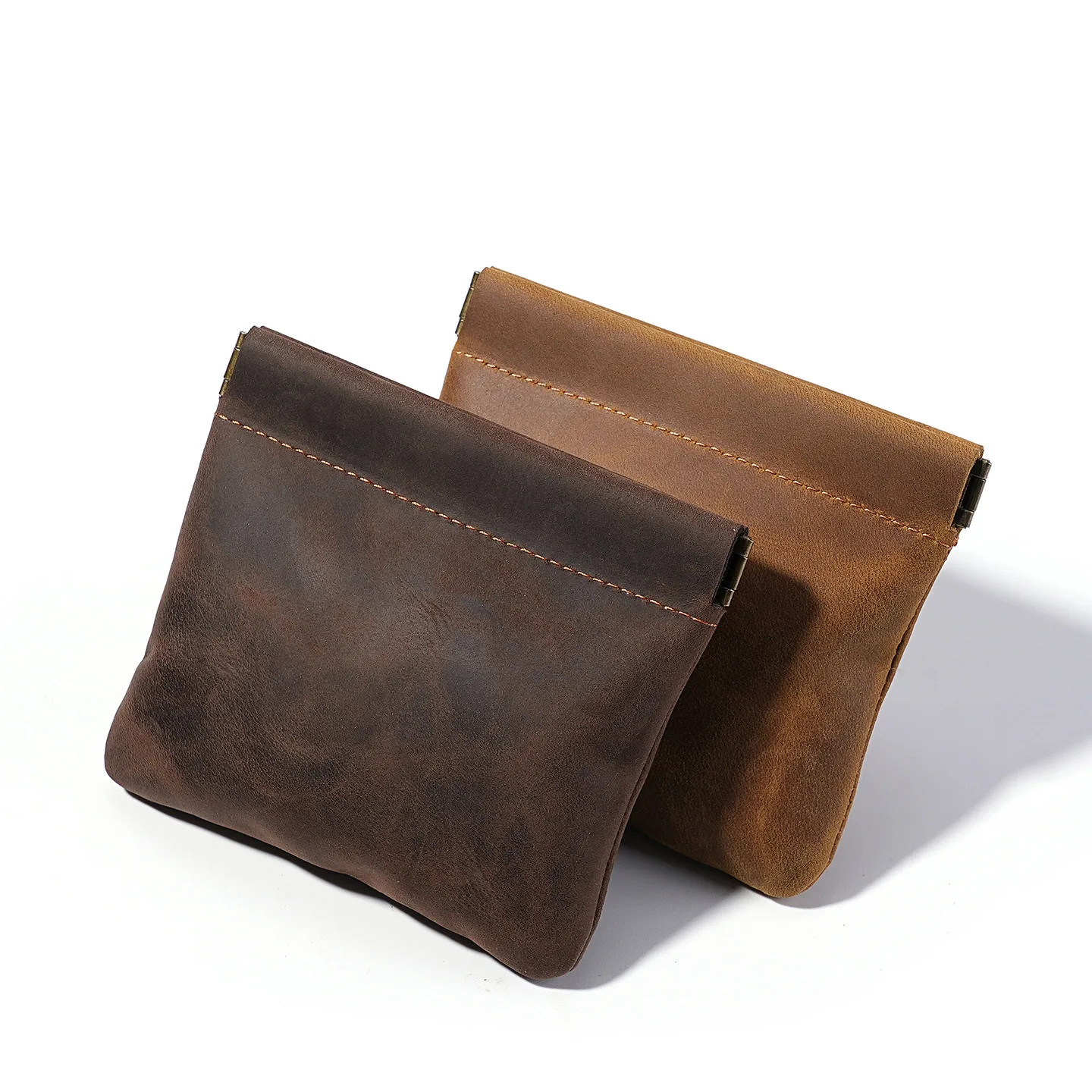 Genuine Leather Retro Coin Purse Mini Metal Shrapnel Jewelry Storage Bag Chaobo Earphone Card Holder Lipstick Coin Bag Wholesale