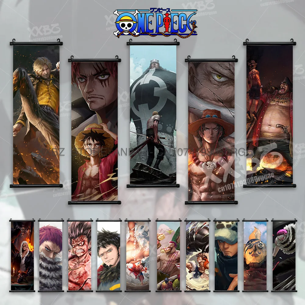 

ONE PIECE Scrolls Picture Anime Monkey D. Luffy Hanging Painting Roronoa Zoro Poster Wall Art Portgas D.Ace Home Decor Wallpaper