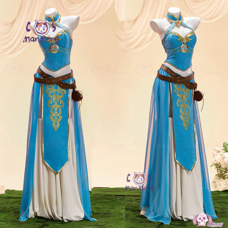 Zelda princesa Cosplay disfraz juego Zelda mujeres Caballero vestido largo Halloween carnaval elegante uniforme accesorio cinturón conjunto completo traje
