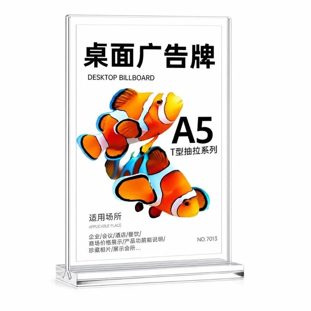 Durable A4/A5/A6 Desk Display Stand Double Side Clear Acrylic Price Label Display Rack Transparent Menu Stand Holder Hotel