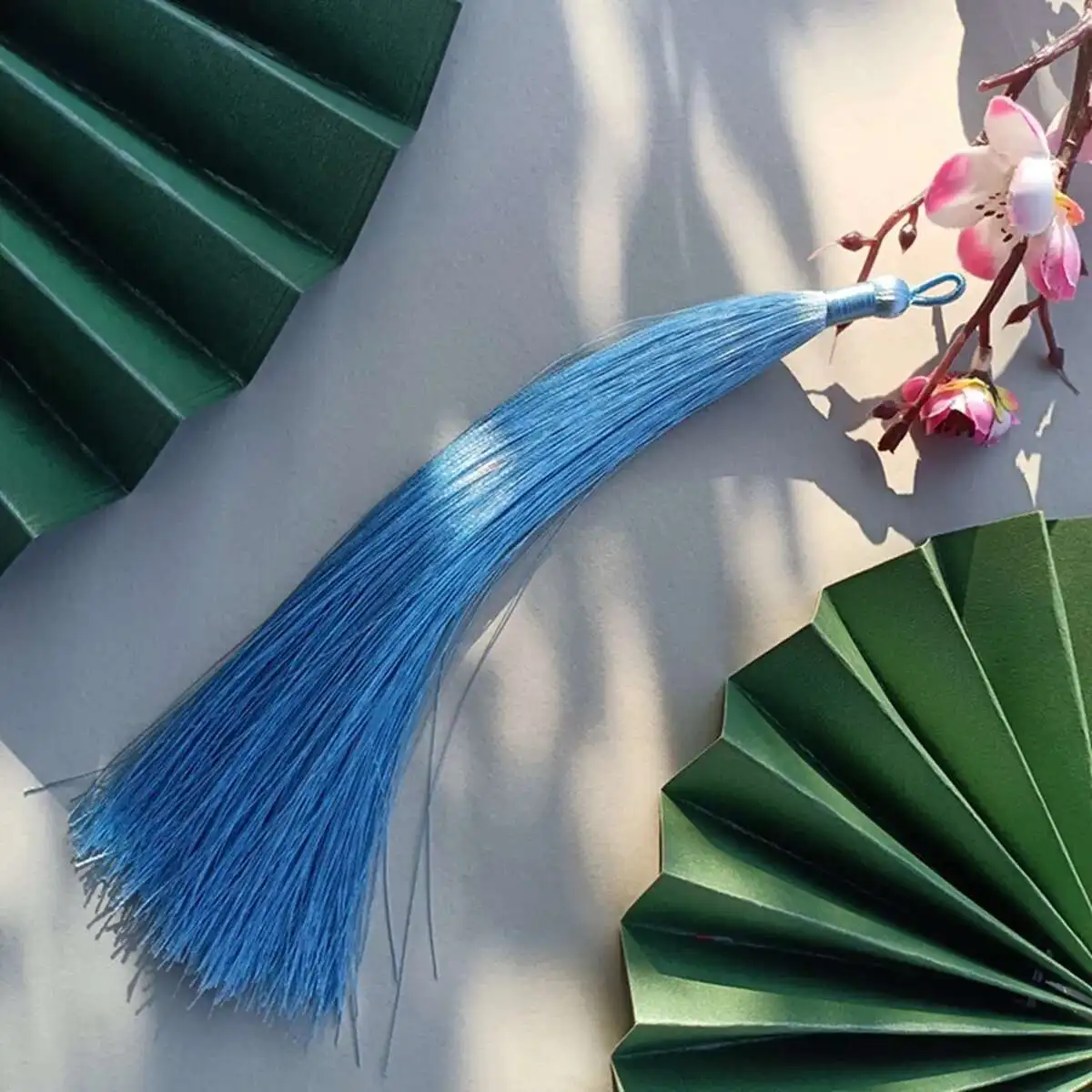 Estilo antiguo 20CM bucle de tracción Su poliéster punta Vertical nudo chino Hanfu Qipao accesorios de punta colgante