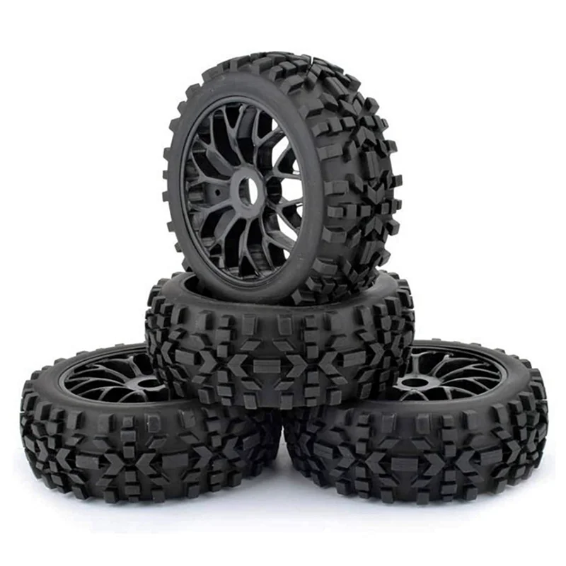FBIL-4Pcs 118Mm 1/8 RC Off-Road Buggy Tires Wheel 17Mm Hex For ARRMA Traxxas Redcat Team Losi Kyosho VRX HPI WR8 HSP Hobao RC Pa