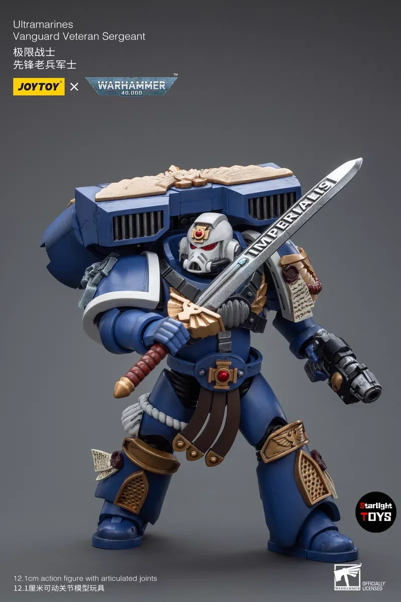 【24-hour-shipping】joytoy-warhammer-40k-ultramarines-vanguard-veteran-sergeant-toy-model-gift-1-18-action-figure