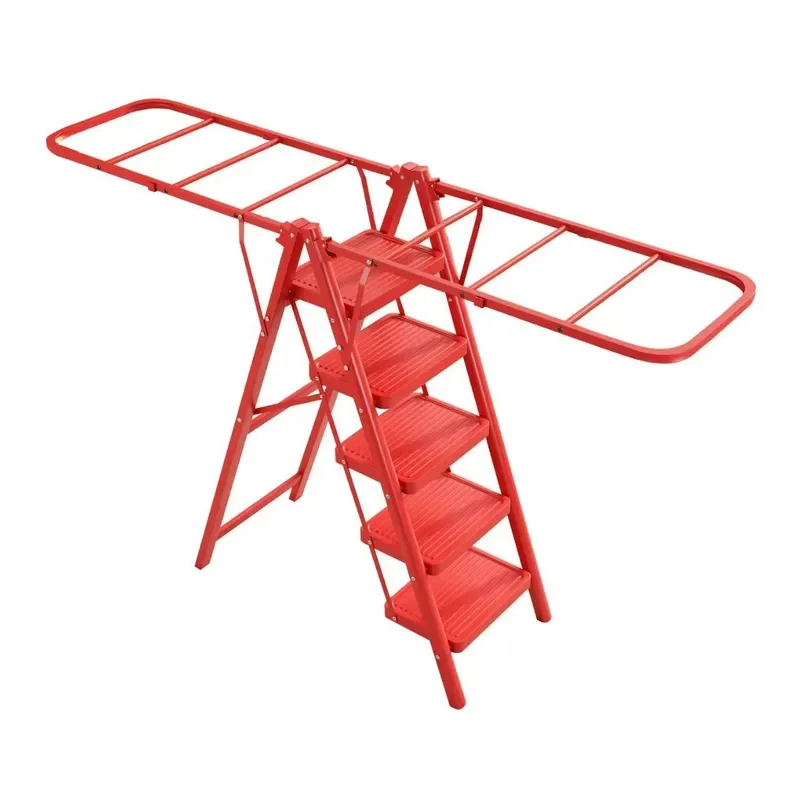 Household Drying Rack Ladder Two in One Folding Step Ladder Portable Climbing Stairs Tread Ladder for Home Use Storage