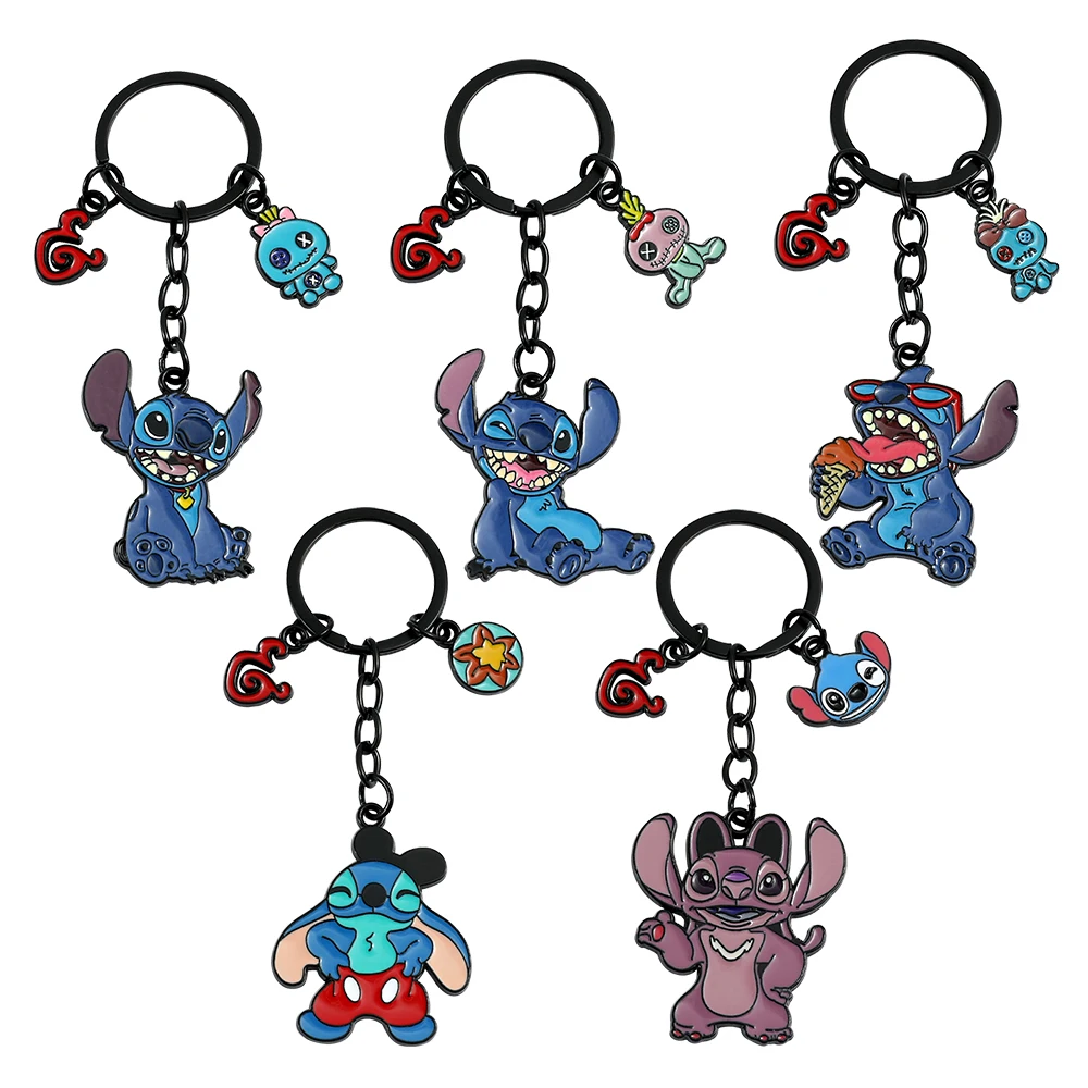 New Stitch Disney Kawaii Keychain Lilo and Stitch Cute Cartoon Dolls Backpack Pendant Car Key Ring Ornaments Accessories Jewelry