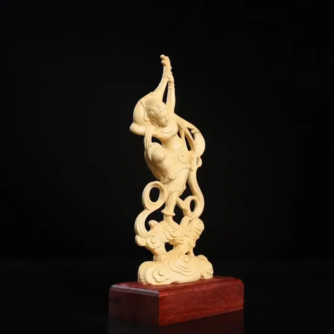 Wooden Dunhuang Feitian Beauty Figure statue Solid wood carving Historical and Cultural artworks Home, room decoration statue