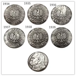 1934-1939 Choose Poland 10 Zlotych Silver Plated Copy Coin