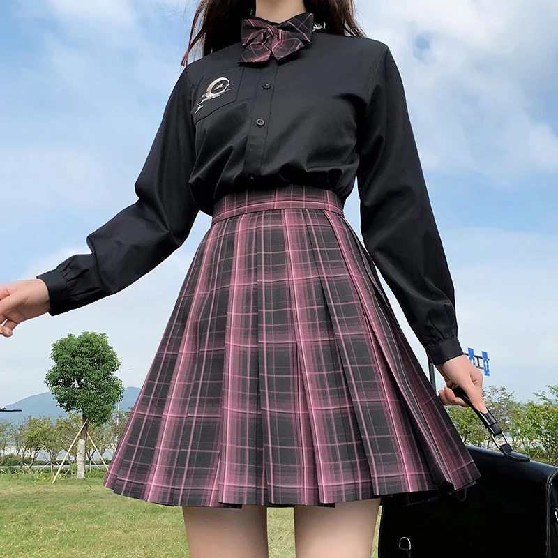 Mechanic Rabbit Uniform JK School Uniform Full Set Black And Pink Original Twin Skirt Autumn Winter Basic Inner Wear