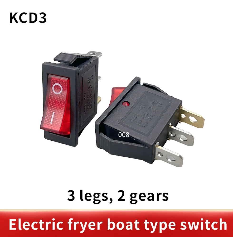 Promotion! 10Pcs 3 Pin SPST Neon Light On/Off Rocker Switch AC 250V/10A 125V/15A KCD3 red