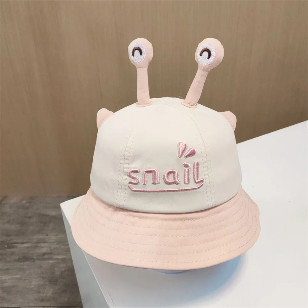 

Fashion Cartoon Snail Baby Bucket Hat Embroiderey Breathable Baby Fisherman Hat Sunscreen Solid Color Newborn Sun Hat Kids