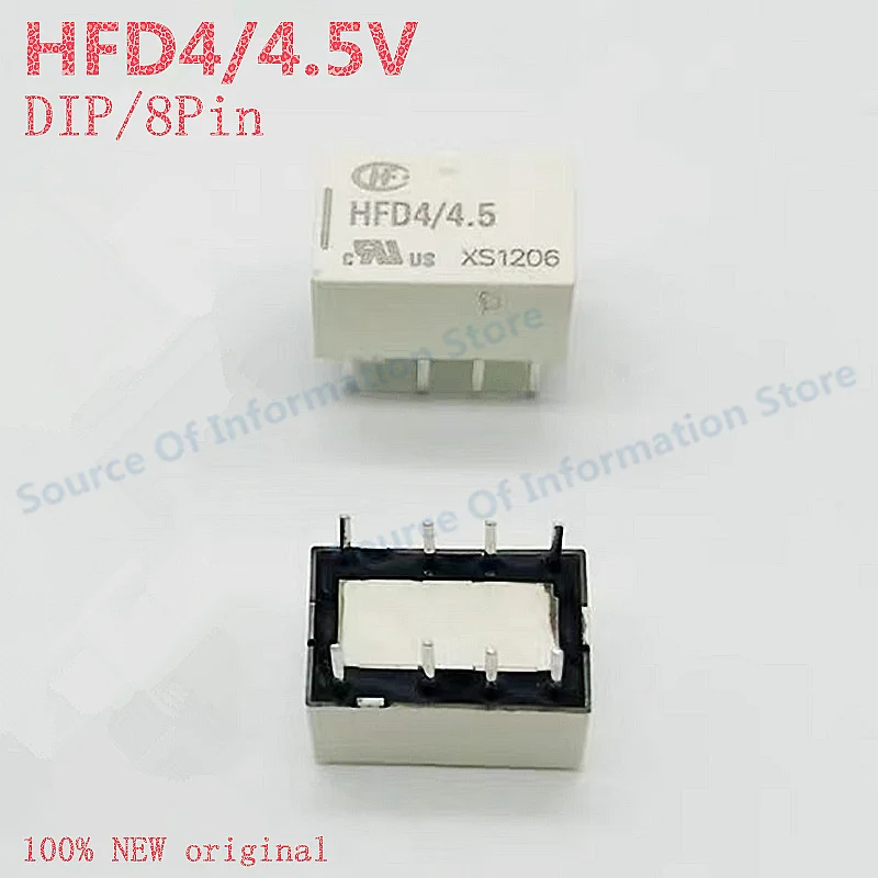 

10Pcs HFD4/4.5 8Pin Signal Relay 4.5VDC 2A DIP High-Frequency Relay for Electronics