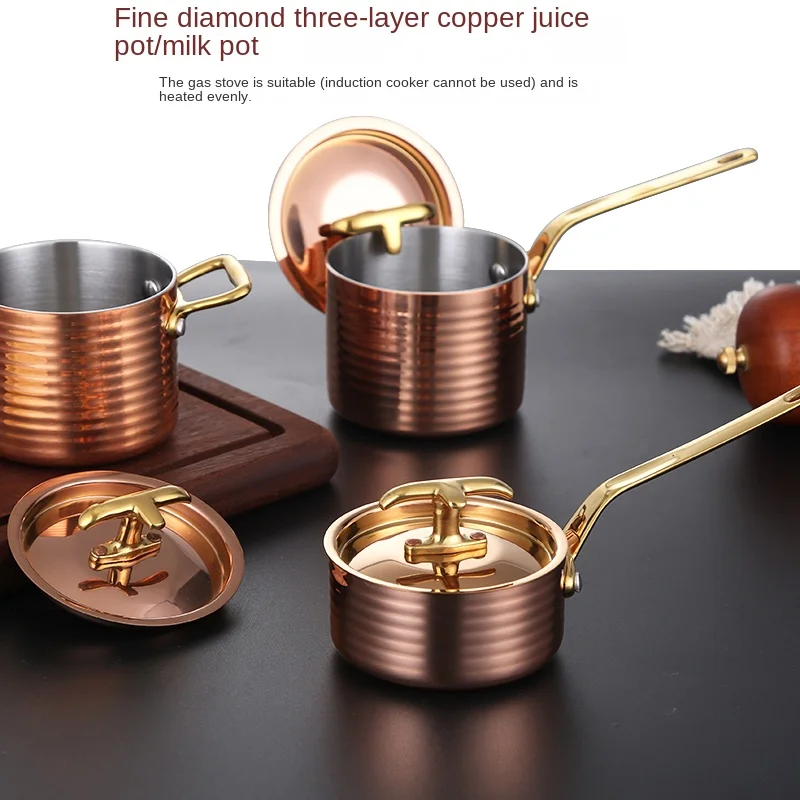 Soup Pot Stainless Steel Three-Layer Copper Composite Hammer Pattern High Body Single Handle Cooking Household Gas StoveSuitable