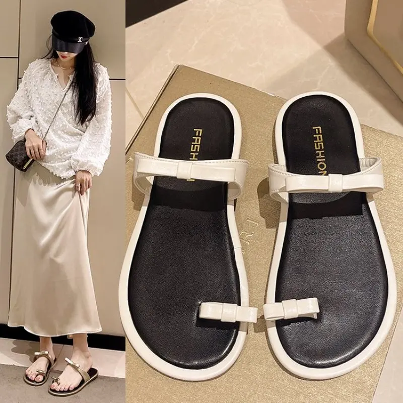 

2024 Luxury Summer Women Slippers Fashion Elegant Open Toe Butterfly-knot Slides Shoes Ladies Outdoor High Heel Sandalias