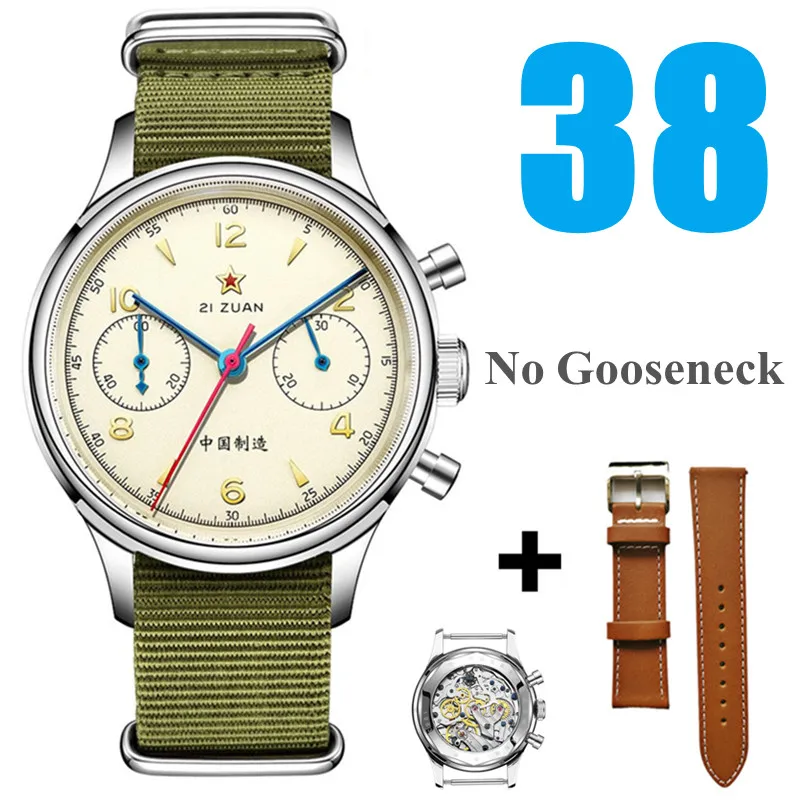SEAKOSS 1963 Chronograph 40mm 38mm Sapphire Original Seagull ST1901 Movement With Gooseneck Pilot Men's Mechanical Watch image 3