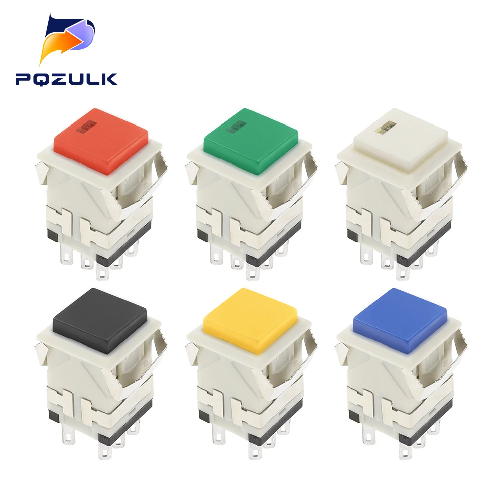 NS193 IP40 KD2-22 Enclavamiento momentáneo ON-(ON) Interruptor de botón cuadrado pequeño iluminado con LED cuadrado