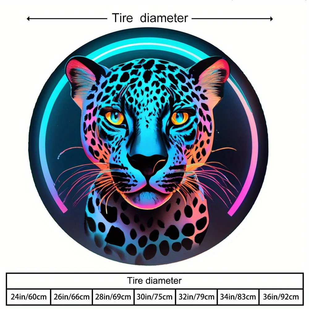 Housse de pneu de voiture à imprimé léopard Cyberpunk, 1 pièce, résistante aux UV, anti-déchirure, multi-tailles (40.64-71.12 Cm), adaptée avec Blu brillant