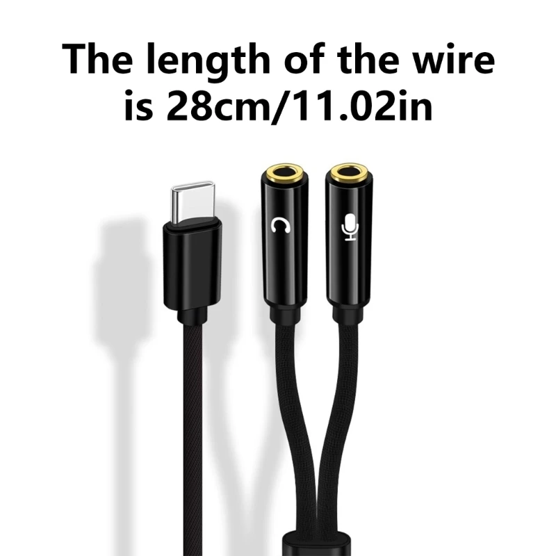 สายเคเบิลอะแดปเตอร์เสียง Type C ถึง 2 3.5 มม. ตัวแยกเสียงไฮไฟสำหรับหูฟัง