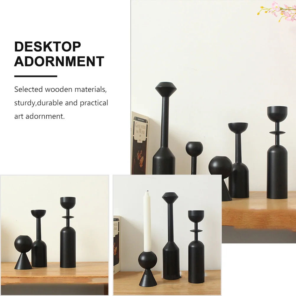 

1Pcs Solid Wood Candleholder Decorative Candlestick for Wedding Romantic Home Party Vintage Household Stand Adornment