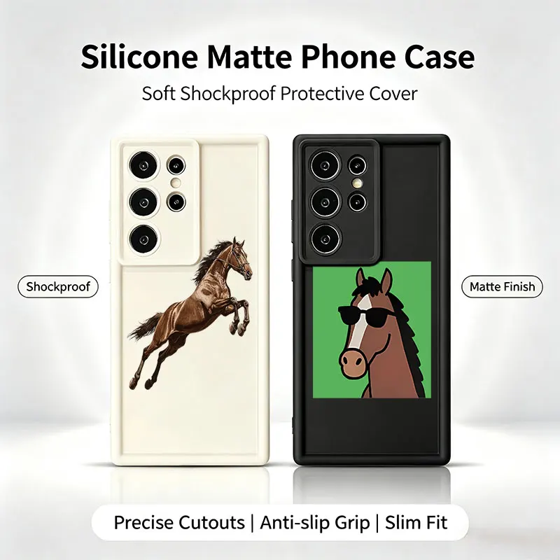 Animal Horse Silicone Phone Case For  Samsung Galaxy S26 S25 S24 S23 S22 Ultra Plus S21 S20 FE Shockproof Cover