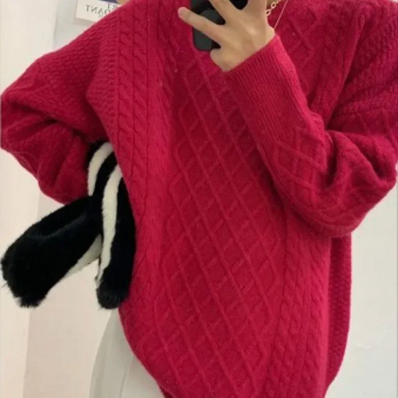 

Women O-neck Winter Sweaters High Quality Autumn Spring Pull Jumpers Casual Twist Warm Sweater Sweet Korean Harajuku Female