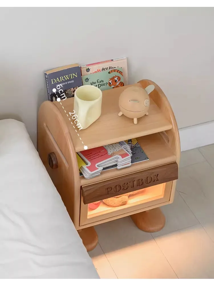 Mailbox bedside table, bedroom storage cabinet, children's creative cartoon solid wood bedside storage cabinet