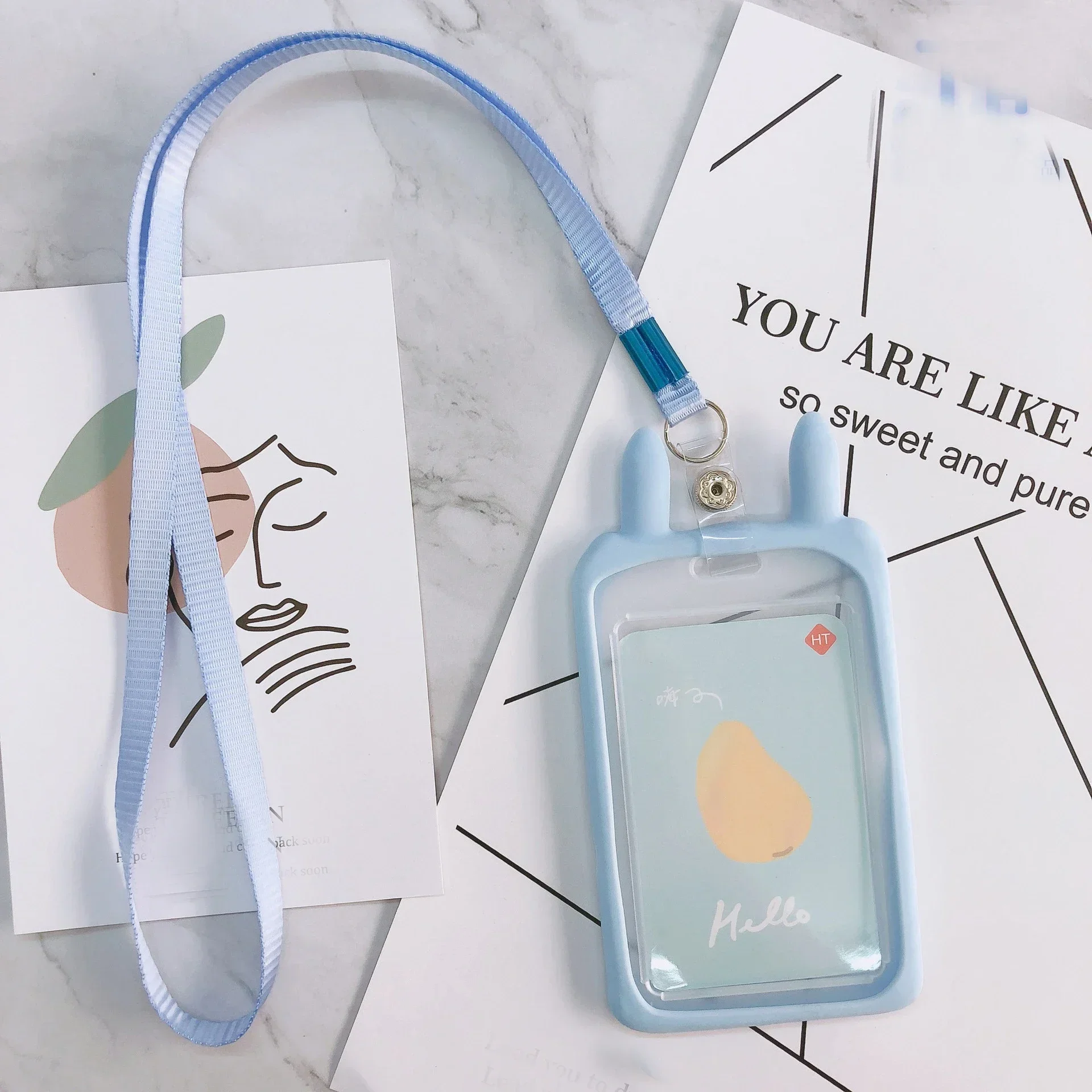 High Quality ID Credit Card Holder Cute Cartoon Silicone Bus Card Case Neck Strap with Lanyard Badge Holder Kids Christmas Gifts