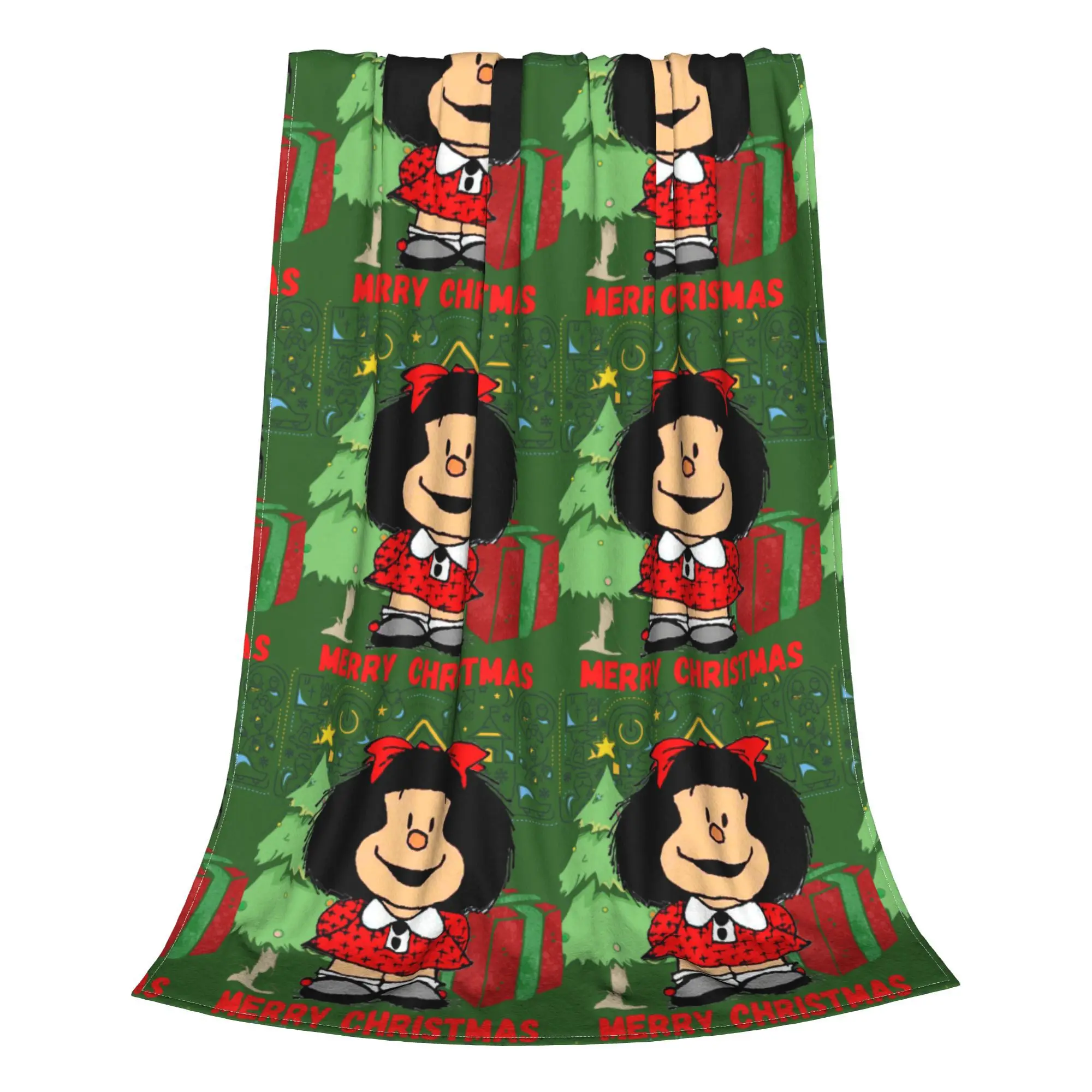 Mafalda Christmas Knitted Blankets Quino Argentina Cartoon  Flannel Throw Blanket Summer Portable Soft Warm Bedspreads