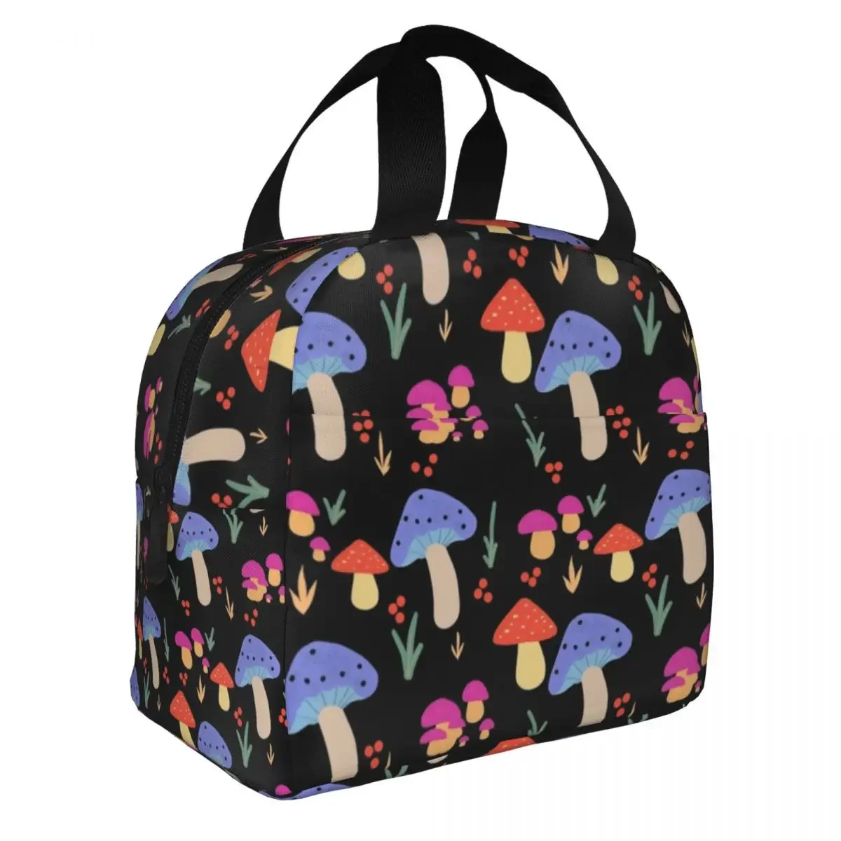 Lunch Bags for Women Kids Mushroom Pattern Thermal Cooler Portable Picnic Travel Psychedelic Canvas Lunch Box Food Storage Bags image 2