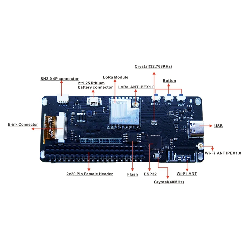 2.90 E-Ink Display Meshtastic ESP32 Lora For Arduino Smart Price Tag E-Paper Monitor Devboard Bluebooth Wifi