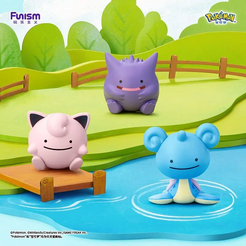 Funism Pokemon Palmsize Wonders Happy Ditto Blind Box Mystery Box Mini Anime Figure Desktop Decoration Collectible Ornament Gift