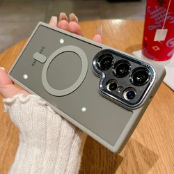 Transparent Magnetic Case for Samsung S26 S25 S24 Ultra S23 Plus S22 S21 S20 FE Camera Protection Acrylic Wireless Charge Cover