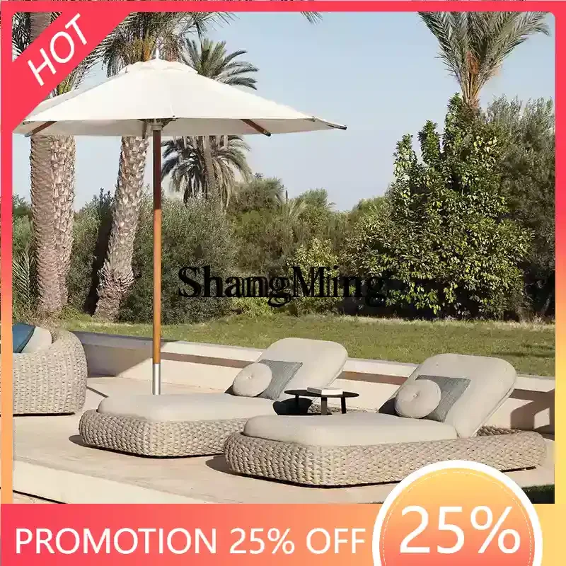 

CL courtyard high-end woven rope swimming pool bed rattan lounge chair outdoor scenic villa hotel terrace furniture