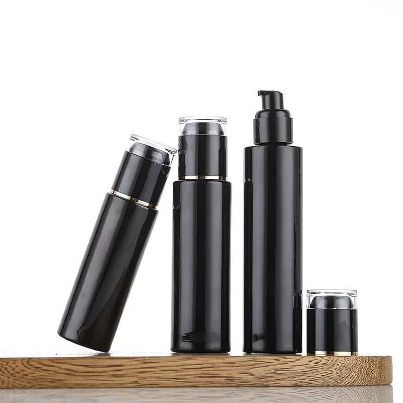 40-120ml Black Matte Glass Bottles with Plastic Cap Spray Sample Refillable Vials Empty Travel Cosmetic Container Perfume Bottle